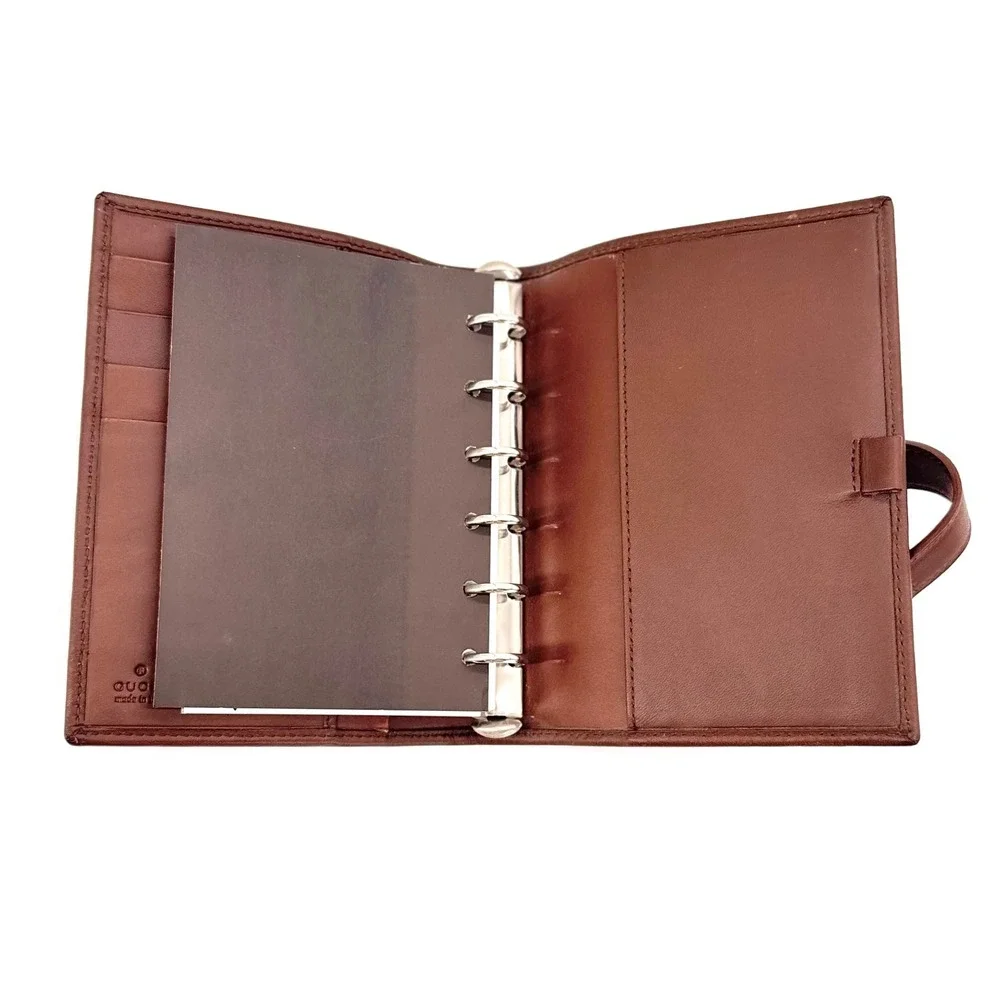 Gucci Tom Ford Era 2002 Pocket Planner Tan Canvas Web Stripe Piston Lock
